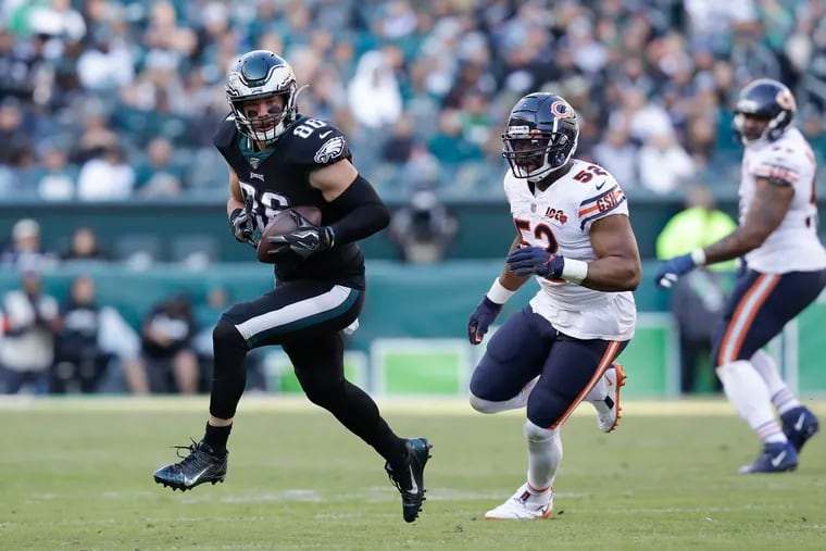 Eagles tight end Zach Ertz had one of his best games of the season last week against the Bears. He had nine catches for 103 yards and a touchdown.