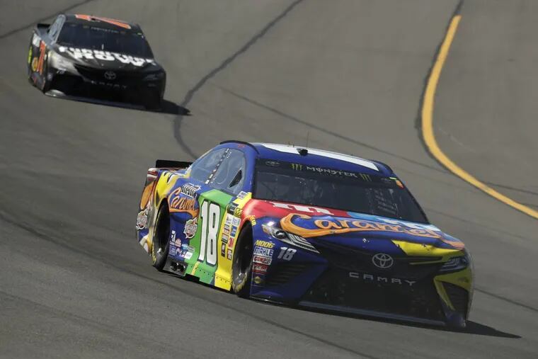 Kyle Busch enters Turn 1 during the NASCAR Cup Series race at Pocono Raceway.