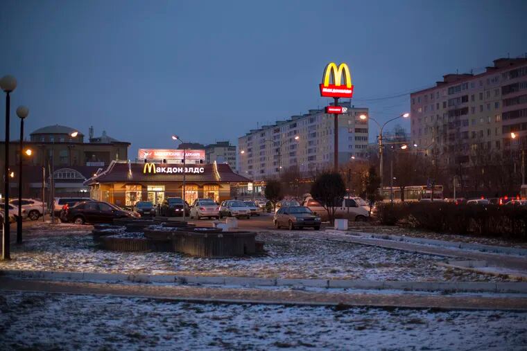 A McDonald's restaurant in the center of Dmitrov, a Russian town 47 miles north of Moscow, on Dec. 6, 2014.