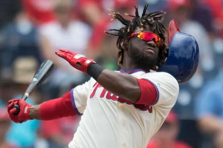 Phillies outfielder Odubel Herrera connects on a pitch during the Phillies win over the Cardinals on Wednesday.