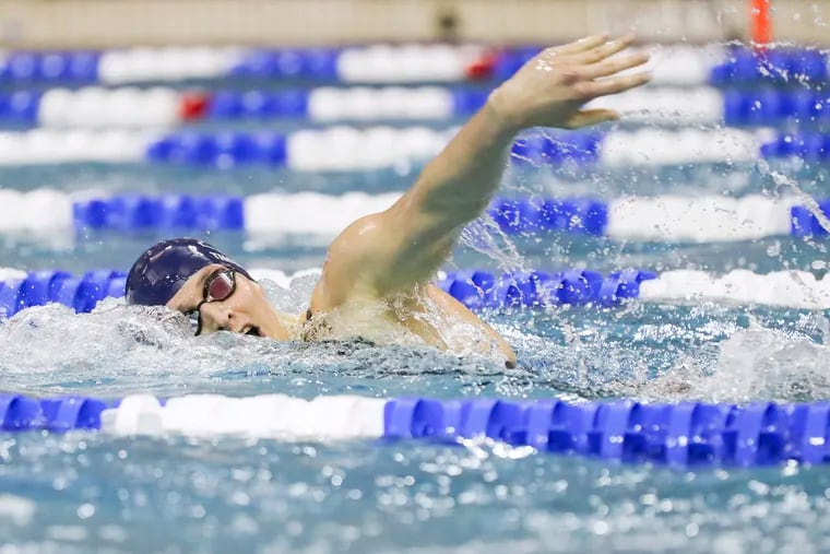 Penn's Lia Thomas competing in the preliminary round of the 200-yard freestyle race at the NCAA women's swimming and diving championships on March 18.