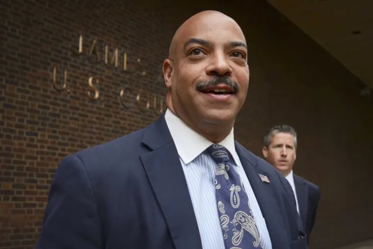 Philadelphia District Attorney Seth Williams walks out of the federal courthouse at 6th and Market St. in center city after his arraignment on Thursday, May 11, 2017.