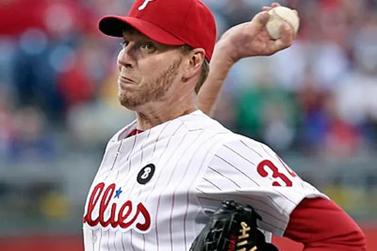 Roy Halladay pitched seven innings, allowed two earned runs, and struck out 10 on Thursday. (Steven M. Falk/Staff Photographer)