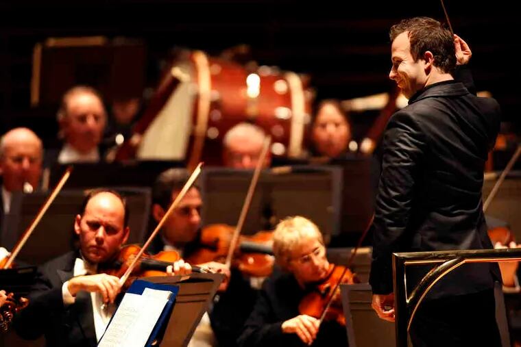 Yannick N&#0233;zet-S&#0233;guin conducts the Philadelphia Orchestra for the first time since the June announcement that he will be its next music director. Friday night's concert was the first of three this weekend under N&#0233;zet-S&#0233;guin, who will officially fill his new post in 2012.