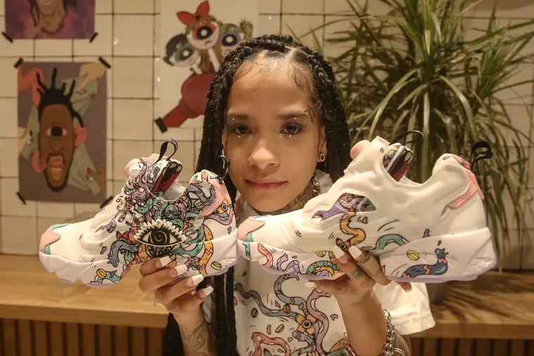 Distortedd, an artist with West Philly roots, has released a new sneaker with Reebok at the REC in the Fashion District in Center City.  Friday,  January 17, 2020.