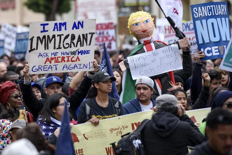 Participants in a rally in support of immigrant rights in Los Angeles, Calif. on February 18, 2017. Organizers called for an immediate stop to the Immigration and Customs Enforcement (ICE) raids and deportations of illegal immigrants and to officially establish Los Angeles as a sanctuary city.