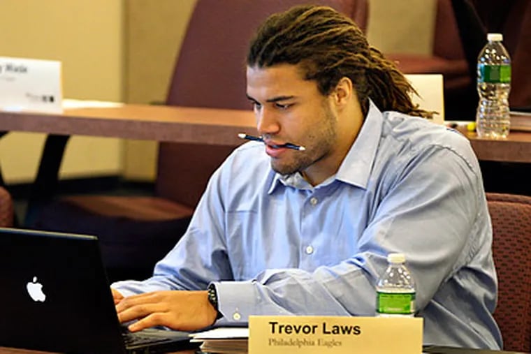 Trevor Laws is studying in a program run jointly by the NFL and Wharton. (Elizabeth Robertson/Staff Photographer)
