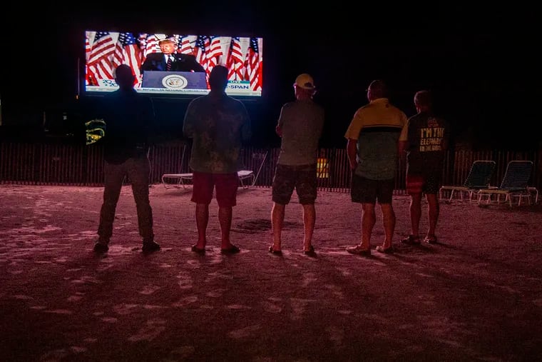 Soon, Jersey Shore residents, seen here watching his 2020 acceptance speech at the RNC, will get a visit from former President Donald Trump himself.