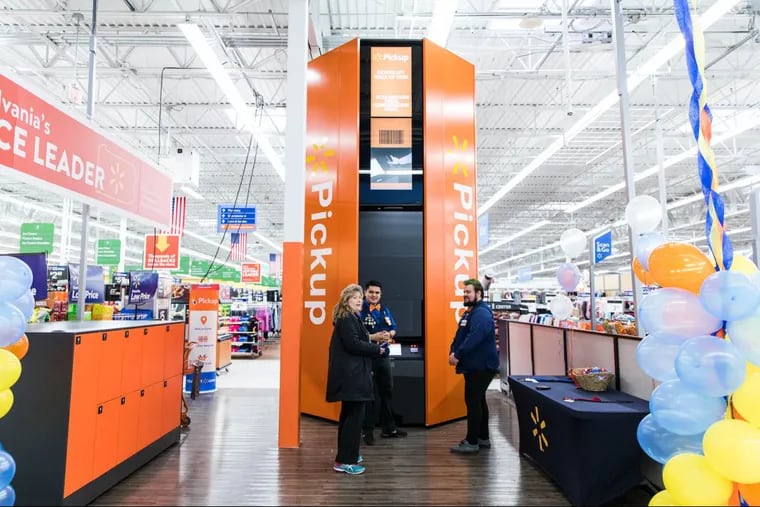 The new Pickup Tower at the Walmart in Kennett Square on Friday resembles a giant vending  machine for online order pick ups.