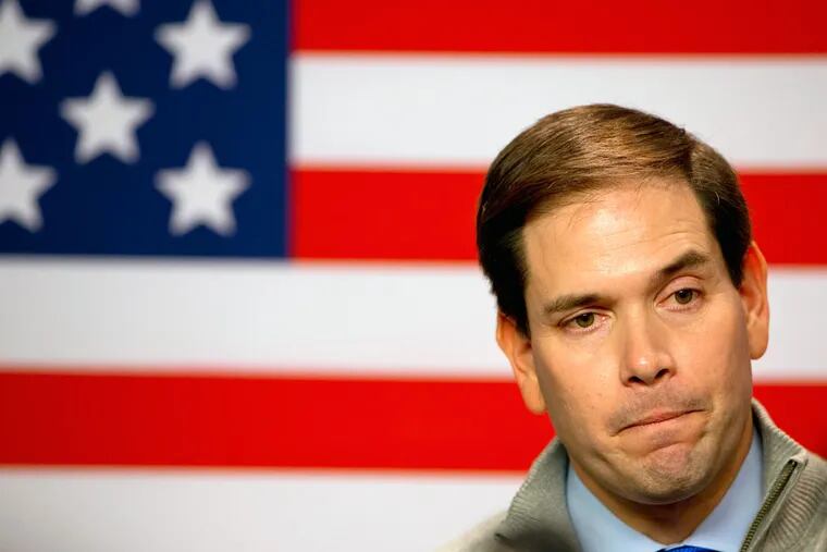 Florida Sen. Marco Rubio during a town-hall event in Manchester, N.H. After his third-place finish in Iowa last week, some wonder if he could be The One, while rivals, led by Gov. Christie and Jeb Bush, are trying to take him down a notch.