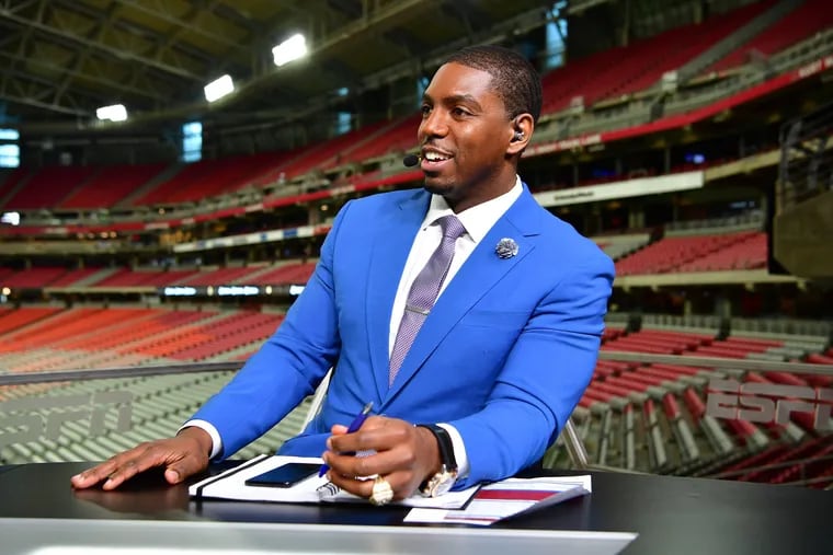 Former Pro Bowl defender Jonathan Vilma, seen here during the 2019 Fiesta Bowl, joined Fox over the summer and will be calling today's Eagles-Steelers game.