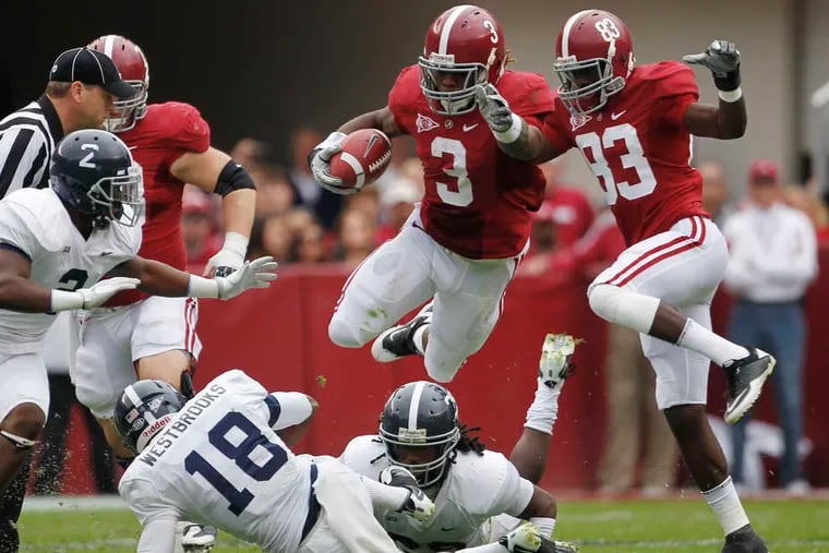 Alabama running back Trent Richardson (3) says he is more focused on beating Auburn than improving his Heisman Trophy credentials, but &quot;I have to showcase everything I've got.&quot;