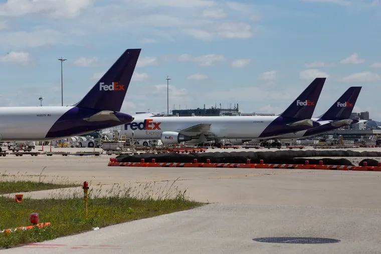 Cargo planes at the Philadelphia International Airport.