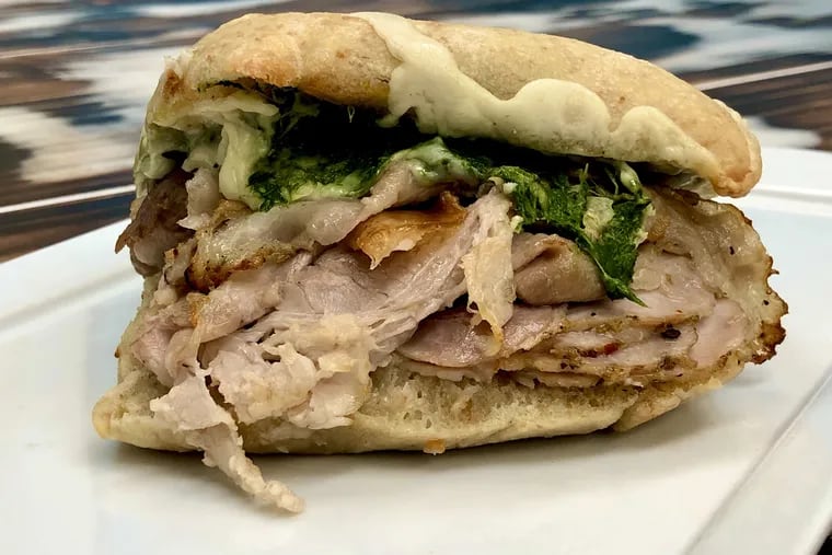 Philly style roast pork sandwich at Porcos.
