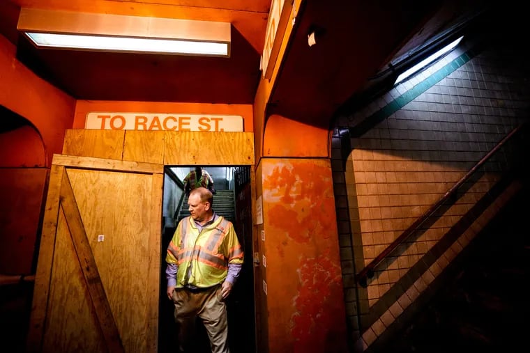 John Rink inside PATCO's closed Franklin Square Station, located beneath Seventh and Race Streets in Philadelphia.