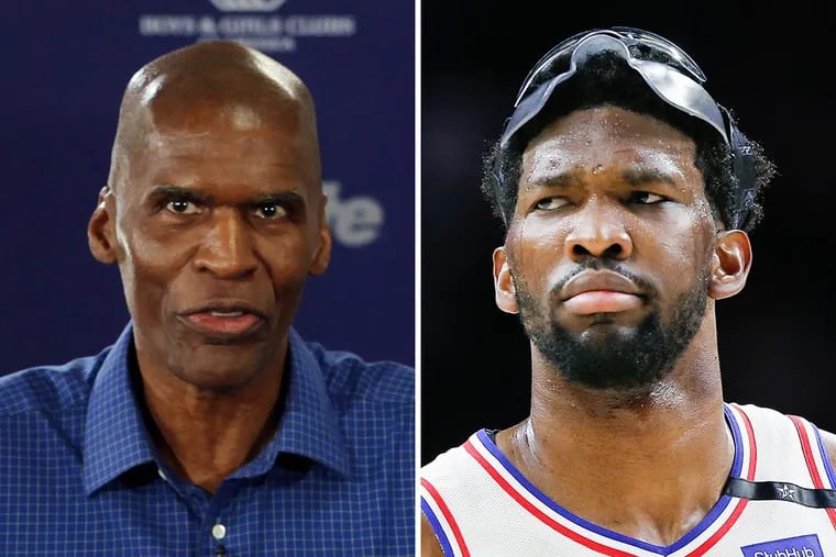 Celtics legend Robert Parish (left) had some choice words for Sixers phenom Joel Embiid during an interview on SiriusXM.