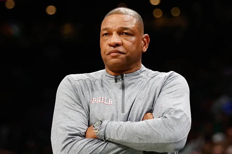 Doc Rivers coaching the Sixers against the Boston Celtics during Game 7 of the Eastern Conference semifinals in May.