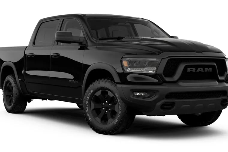The 2020 Ram 1500 Rebel test model came in the all-black setup as shown. Perhaps it's representative of what the oil-burning engine does to the skies.