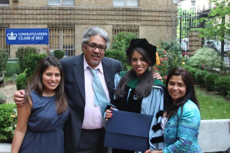 Diana Montoya-Williams and her family on the day of her graduation from medical school at Columbia University's College of Physicians & Surgeons.