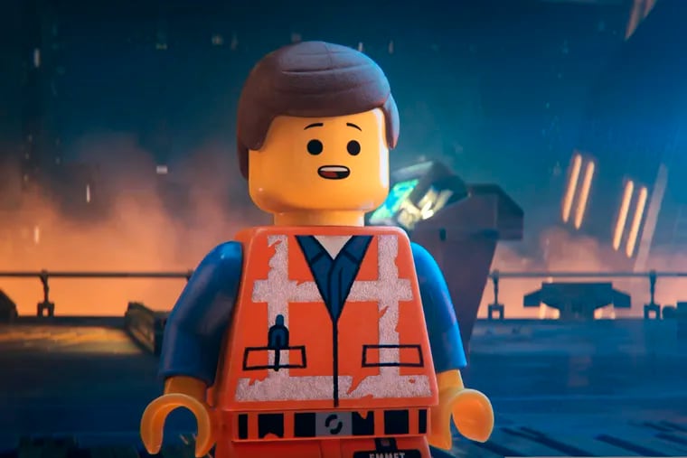 This image released by Warner Bros. Pictures shows the character Emmet, voiced by Chris Pratt, in a scene from "The Lego Movie 2: The Second Part." (Warner Bros. Pictures via AP)