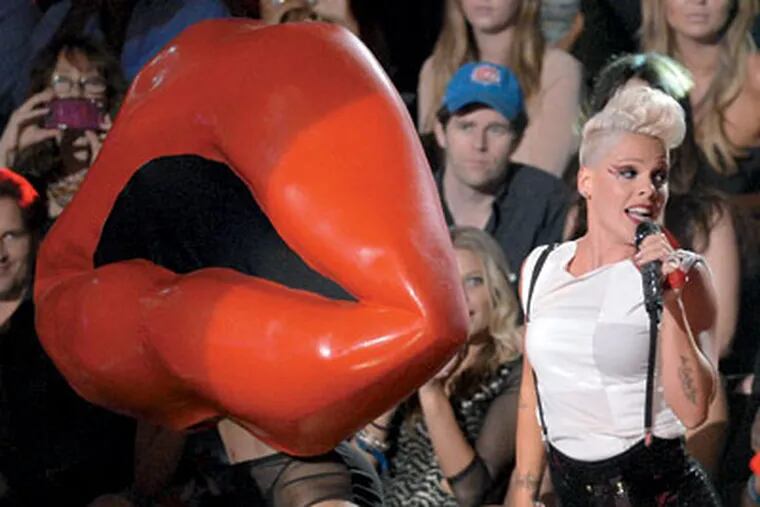 Pink performs in the audience at the MTV Video Music Awards on Thursday, Sept. 6, 2012, in Los Angeles. (Photo by Mark J. Terrill/Invision/AP)