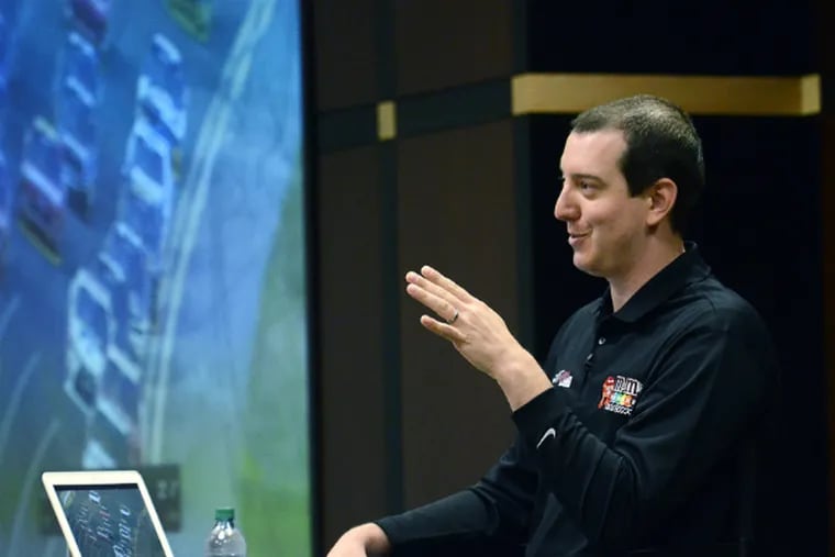 Kyle Busch meets with reporters for the first time since his serious accident in the season-opening NASCAR Xfinity Series race at Daytona. (Associated Press)