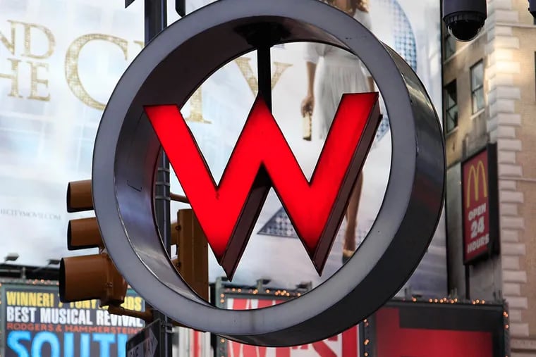 A sign for the W Hotel is shown in New York's Times Square, Thursday, April 29, 2010 in New York. Starwood Hotels & Resorts Worldwide Inc., the owner of the Sheraton, W, Westin and other hotel brands, said hotel demand rose in the first quarter, particularly at its luxury brands, pushing its first-quarter profit sharply higher. (AP Photo/Mark Lennihan)