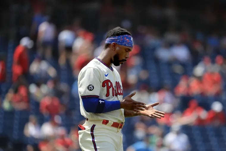 Phillies left fielder Andrew McCutchen is batting .301 with a 1.016 OPS against left-handed pitchers this season compared to a .144 average and .535 OPS against righties.