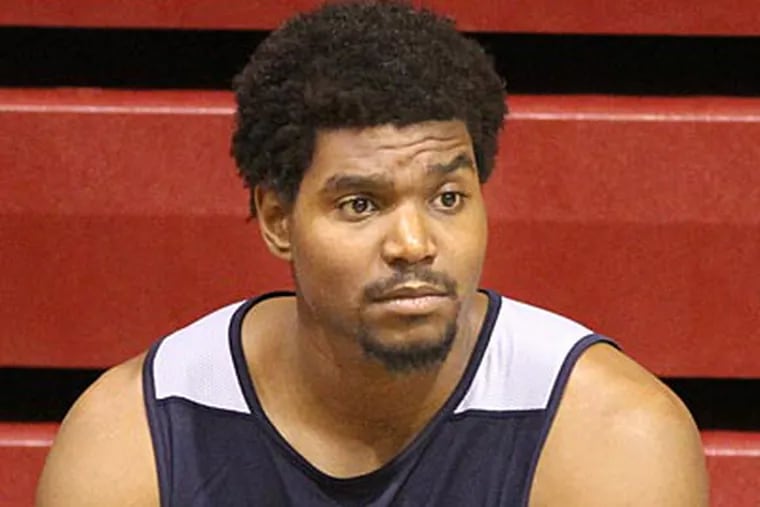 "I feel pretty good, I'm definitely getting better," Andrew Bynum said about his knee. (Charles Fox/Staff Photographer)