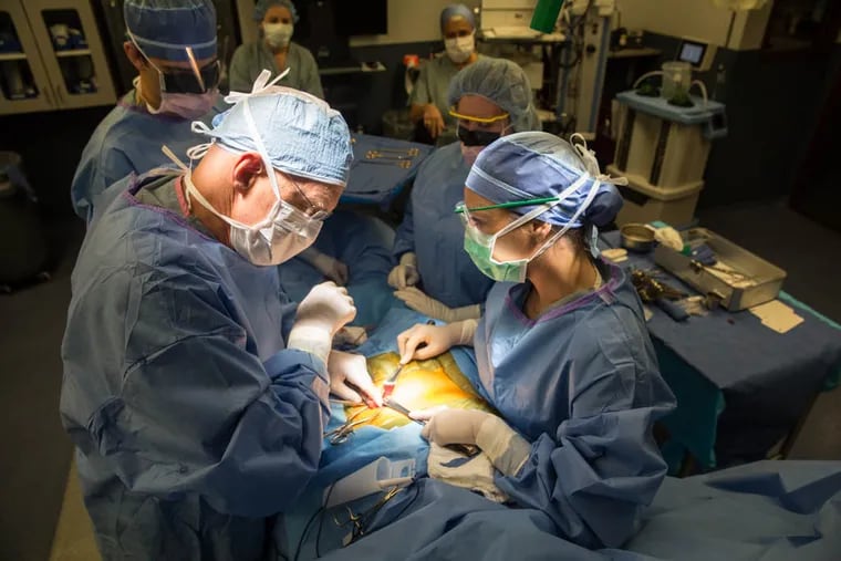 Dr. William Myers performs a surgery to repair a core muscle injury at the Vincera Surgery Center located in the Navy Yard in South Philadelphia.