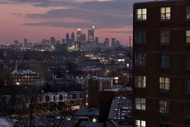 A view of the Philadelphia skyline from Jefferson Einstein Hospital parking garage in North Philadelphia on Feb. 15, 2024.