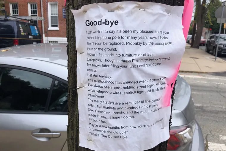 This sign, posted on a utility pole at 3rd and Federal streets, went viral on Twitter this week.
