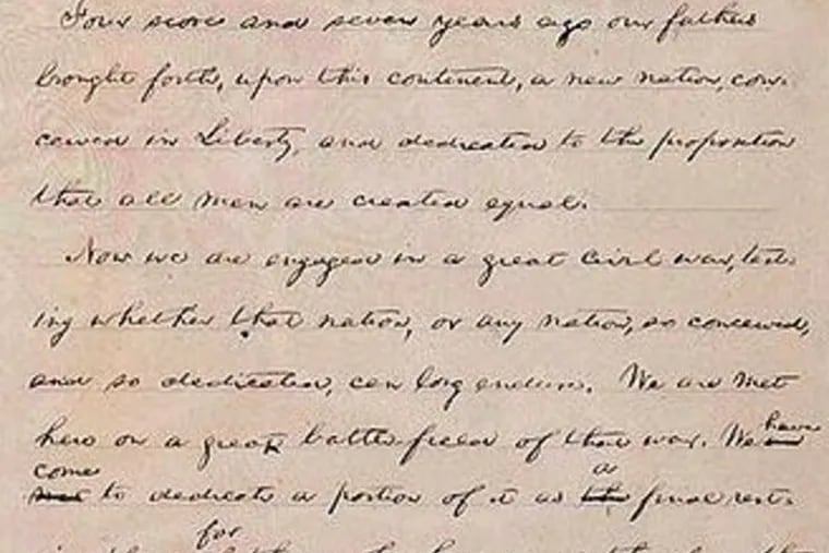 The Gettysburg Address in Lincoln's handwriting.