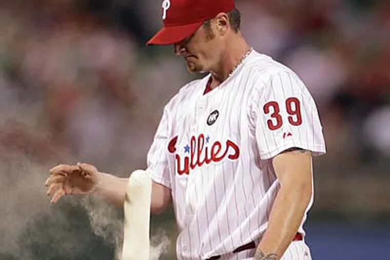 An MRI today revealed that Phillies starter Brett Myers could require hip surgery.  (Yong Kim/Staff Photographer)