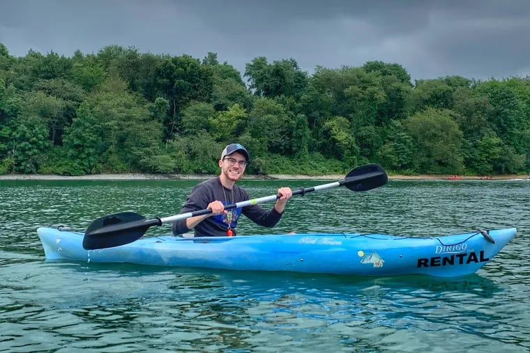 Trevor Nordquist, 27, paddles at Codorus State Park in York County. He visited 121 state parks in 303 days.