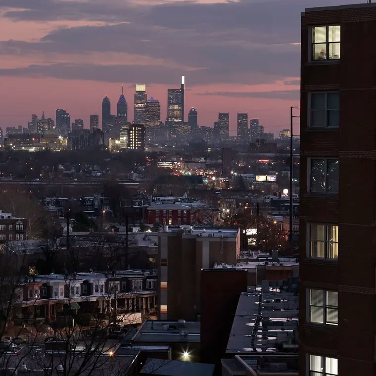A view of the Philadelphia skyline from Jefferson Einstein Hospital parking garage in North Philadelphia in February.