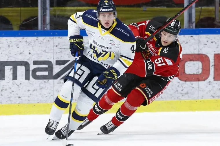 Flyers 2020 second-round draft pick Emil Andrae, 19, has 16 points in 21 games for club team HV71