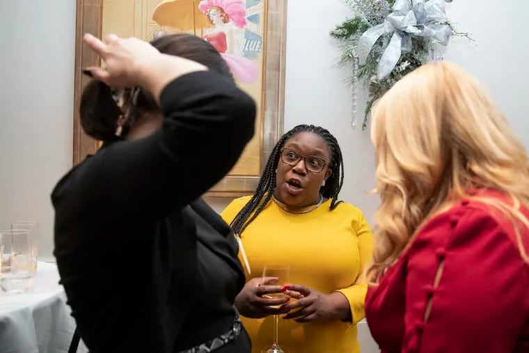 Philadelphia City Councilwoman-elect Kendra Brooks, center, of the Working Families Party, attends the Cozen O'Connor cocktail reception at Pennsylvania Society in New York on Dec. 6, 2019.