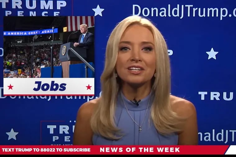 Former CNN commentator Kayleigh McEnany in a video posted on President Trump’s official Facebook page Sunday morning.