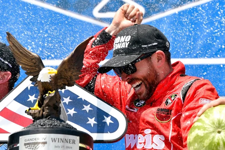 Ross Chastain, the eighth-generation watermelon farmer-turned-NASCAR driver, won Saturday's Gander RV 150 and celebrated with a watermelon on hand.