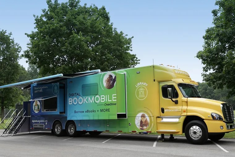 The Digital Bookmobile, a 53-foot-long Toterhome, passed through Ridley and Aston Townships in Delaware County in August as part of a nationwide campaign that promotes digital offerings at local libraries.