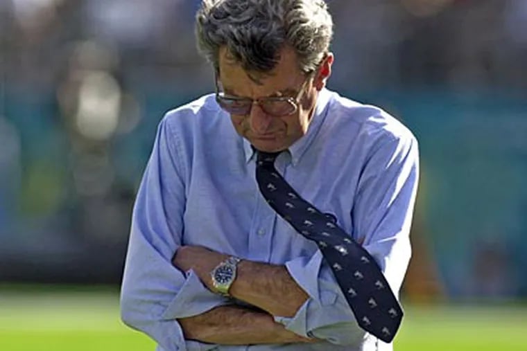 The fallout from the Jerry Sandusky case led to the ousting of Joe Paterno as Penn State's football coach. (AP file photo)