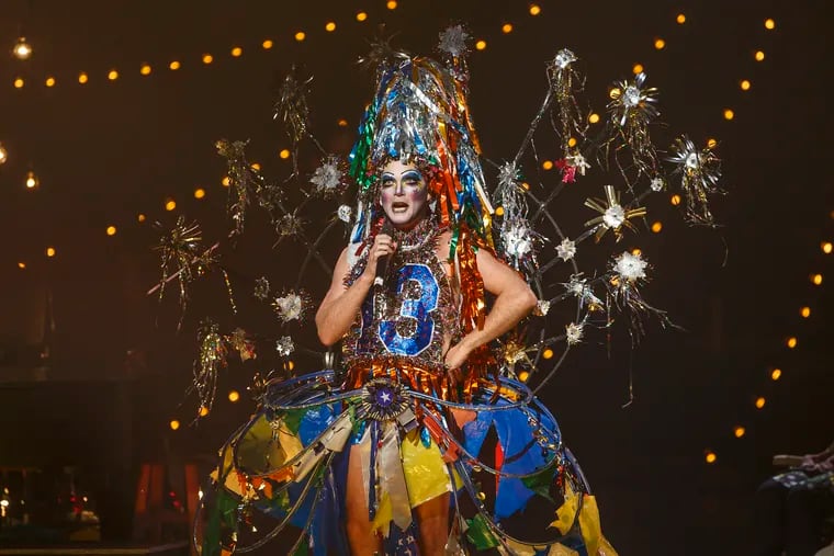 For the first hour of his 12 hour matrathin concert Taylor Mac came out dressed in a multicolored, sparkling costume. He performed the second half of the show on Saturday.
