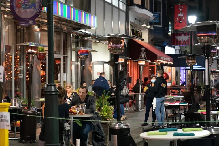 Outdoor dining at 13th and Sansom Streets, in Center City Philadelphia, Thursday, November 19, 2020. .