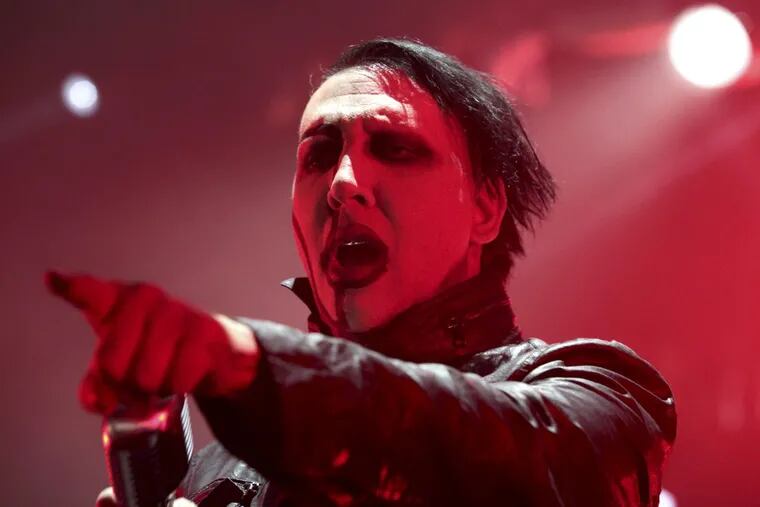 Marilyn Manson performs in concert during the &quot;End Times Tour 2015&quot; at the Susquehanna Bank Center, in Camden.