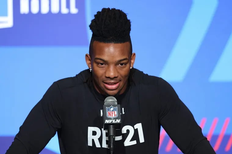 Texas running back Bijan Robinson speaks to the media during the NFL combine at Lucas Oil Stadium on Saturday, March 4, 2023, in Indianapolis.