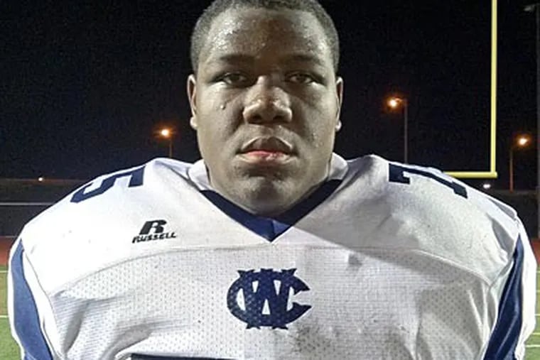 West Catholic's Jaryd Jones-Smith said he has bench-pressed 275 pounds and squatted 325. (Rick O'Brien/Staff)