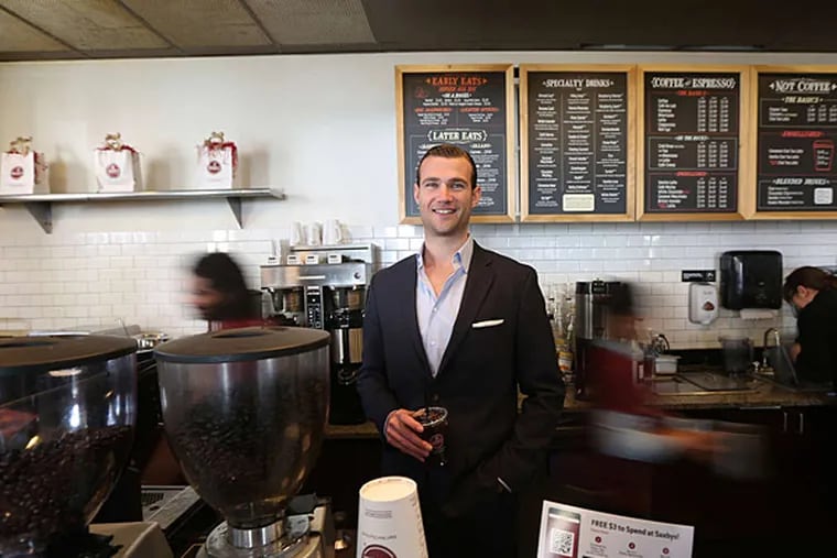 Nick Bayer at Saxbys at 20th and Walnut Streets. The chain has 28 cafes nationally. DAVID SWANSON / Staff Photographer