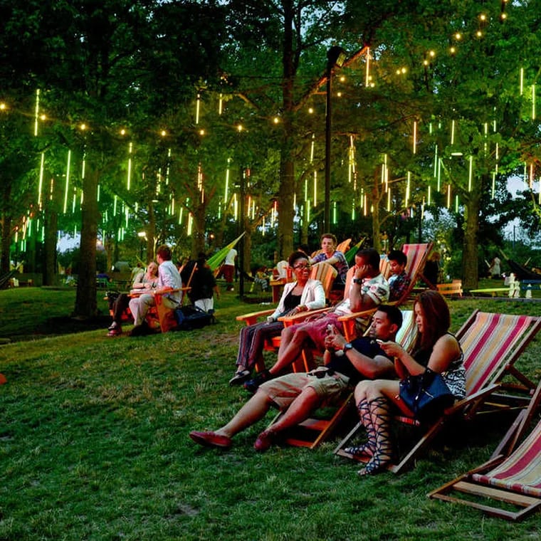 Spruce Street Harbor Park, a visually stunning riverfront pop-up, has lounge seating, floating gardens, and all the food you can eat.