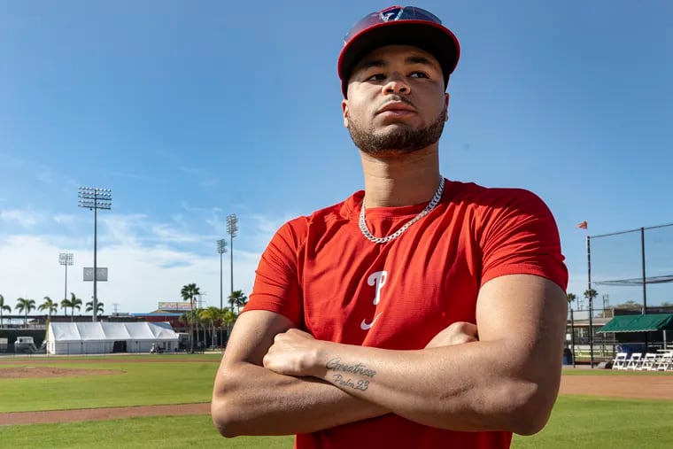 Justin Crawford is in Spring Training with the Phillies in Clearwater, Fla., hoping to make the roster after spending a full season in the minor leagues last year.